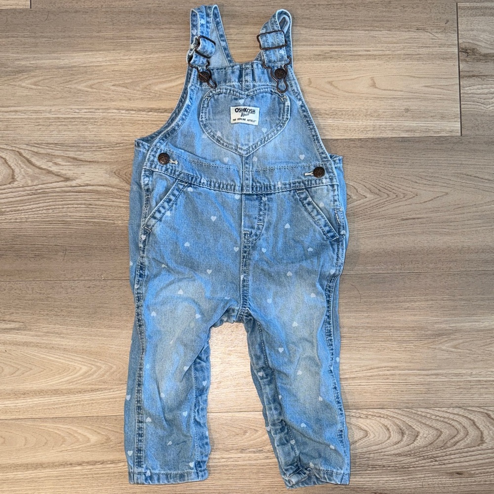 OshKosh Baby Heart-Print Knit Denim Overalls